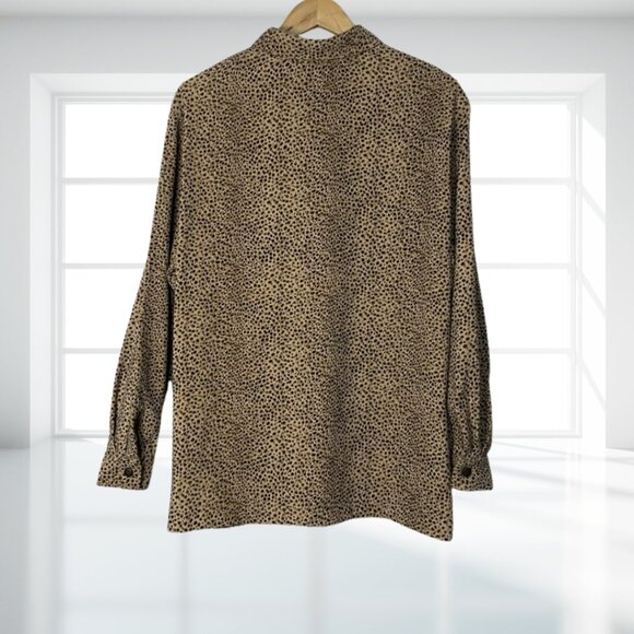Alfred Dunner Size 14 Long Sleeve Button-Up Blouse Top Animal Print Collared Top - Picture 4 of 11